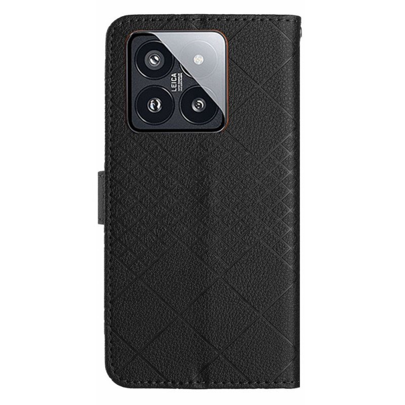 Fodral Xiaomi 14 Litchi Texture Diamanter Med Rem