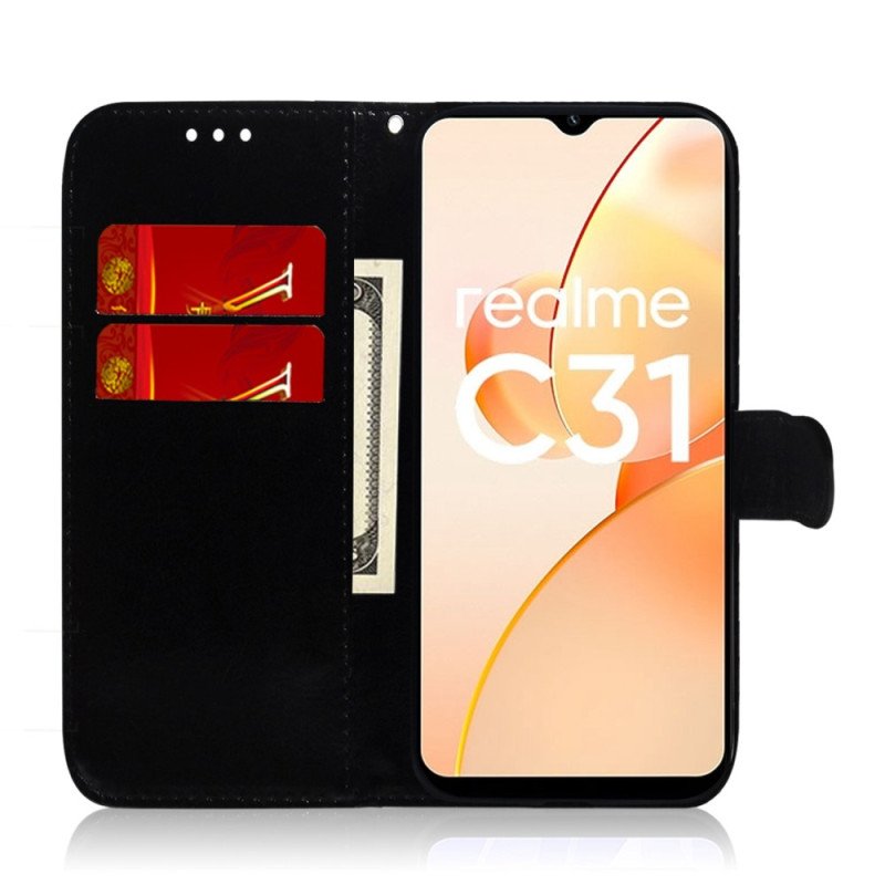 Folio-fodral Realme C35 Med Kedjar Strappy Spegeleffekt