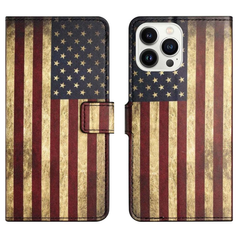 Fodral iPhone 14 Pro Vintage Amerikanska Flaggan