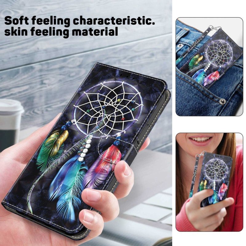 Folio-fodral iPhone 14 Pro Med Kedjar Strap Dream Catcher