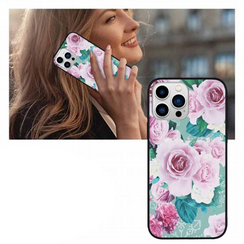 Mobilskal iPhone 14 Pro Blommigt Konstläder