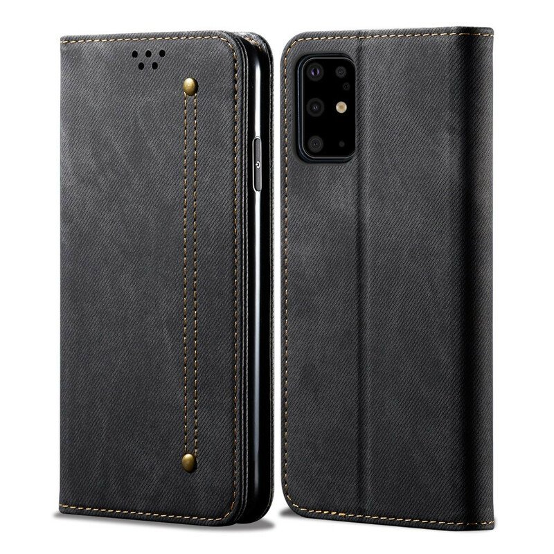 Folio-fodral Samsung Galaxy S20 Plus / S20 Plus 5G Läderfodral Denim Tyg