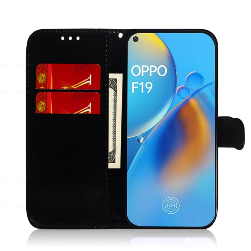 Folio-fodral Oppo A74 4G Spegelskydd I Konstläder