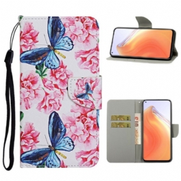 Fodral Xiaomi Mi 10T / 10T Pro Butterflies Floral Lanyard