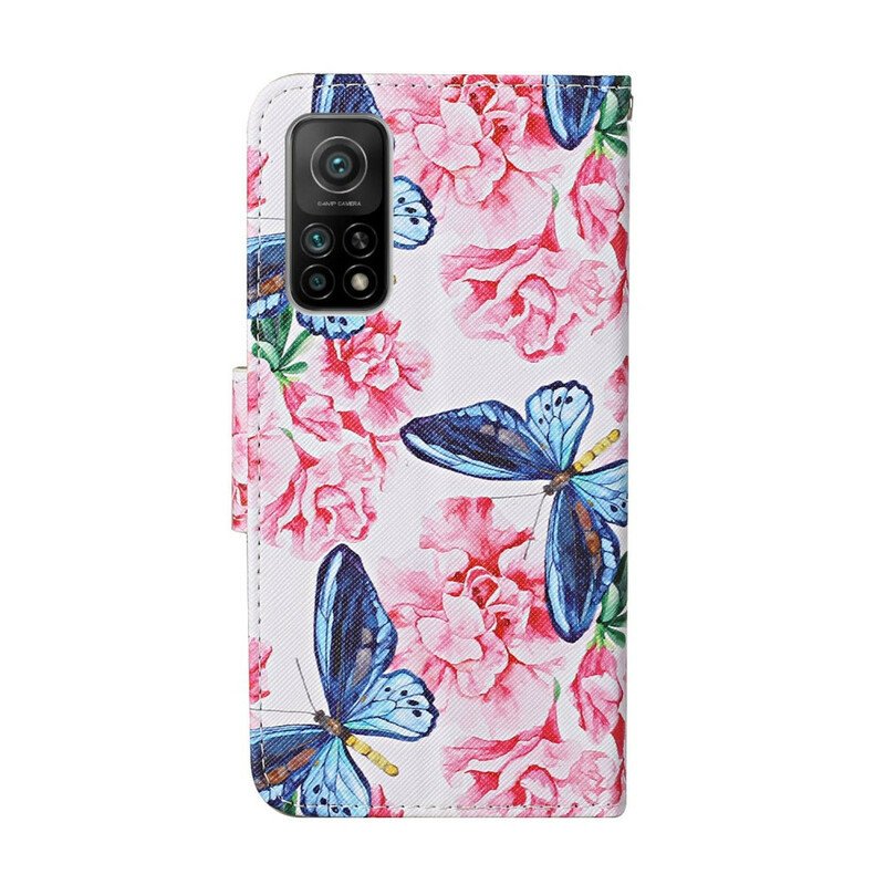 Fodral Xiaomi Mi 10T / 10T Pro Butterflies Floral Lanyard