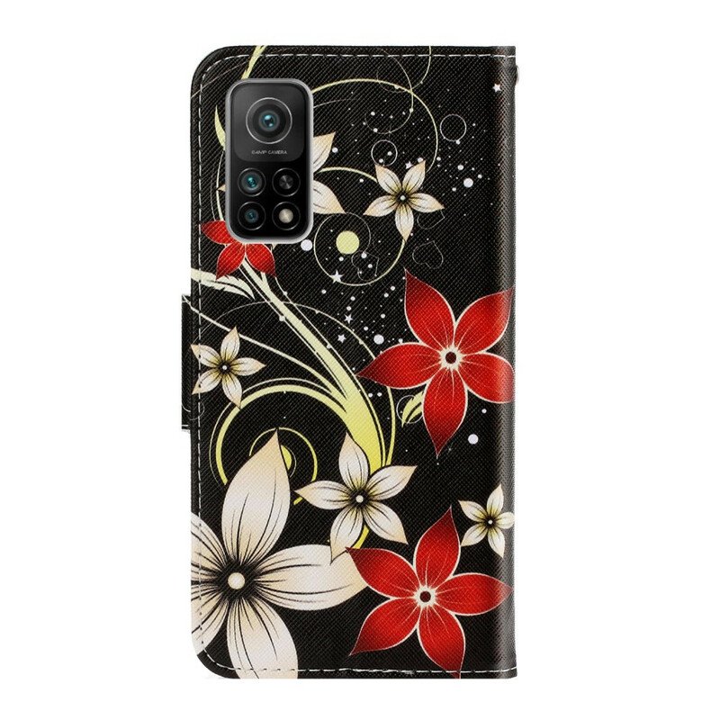 Fodral Xiaomi Mi 10T / 10T Pro Med Kedjar Färgglada Strappy Blommor