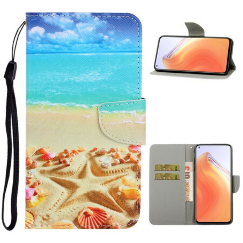 Folio-fodral Xiaomi Mi 10T / 10T Pro Med Kedjar Lanyard Beach