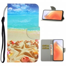 Folio-fodral Xiaomi Mi 10T / 10T Pro Med Kedjar Lanyard Beach