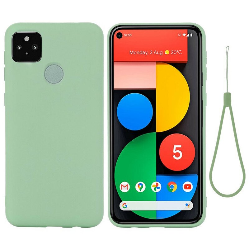 Mobilskal Google Pixel 5A Flytande Silikon Med Snodd