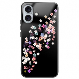 Skal För iPhone 16 Plus Blommönster Av Härdat Glas