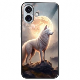 Skal iPhone 16 Plus Telefonfodral Moonlight Wolf Härdat Glas