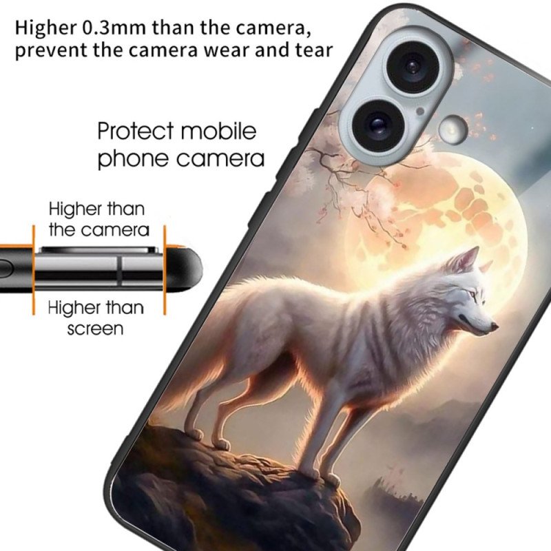 Skal iPhone 16 Plus Telefonfodral Moonlight Wolf Härdat Glas