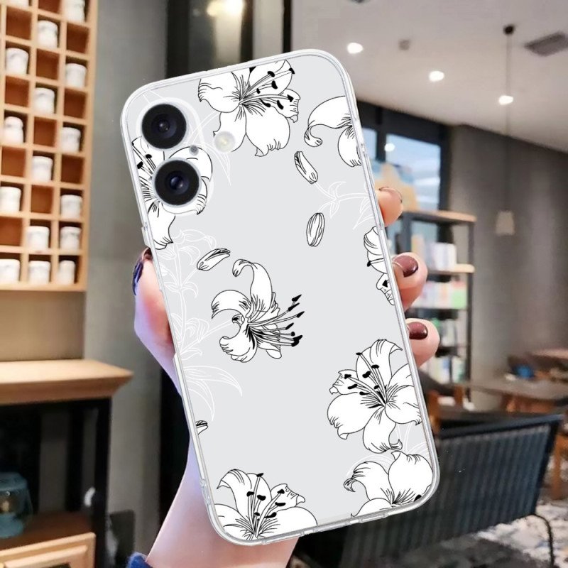 Skal iPhone 16 Plus Vita Blommor