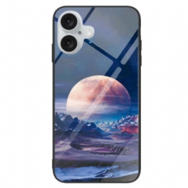 Skal iPhone 16 Plus Vitt Planet Härdat Glas