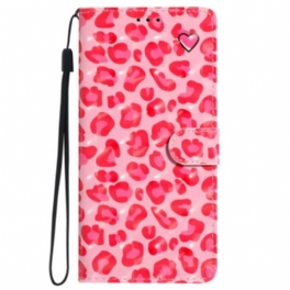 Skyddsfodral iPhone 16 Plus Rosa Leopardtryck Med Rem