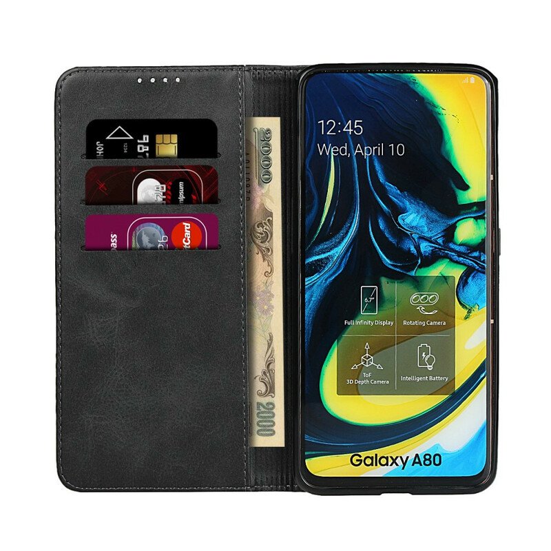 Folio-fodral Samsung Galaxy A80 / A90 Läderfodral Faux Lädersömmar