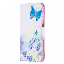 Fodral Samsung Galaxy M32 Målade Fjärilar Och Blommor