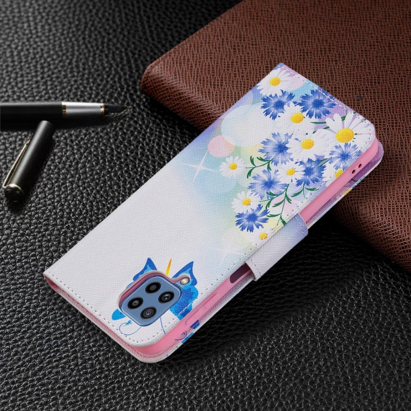 Fodral Samsung Galaxy M32 Målade Fjärilar Och Blommor