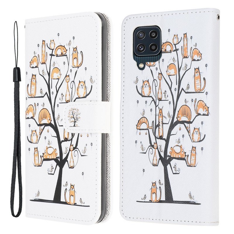 Fodral Samsung Galaxy M32 Med Kedjar Funky Cats Med Rem