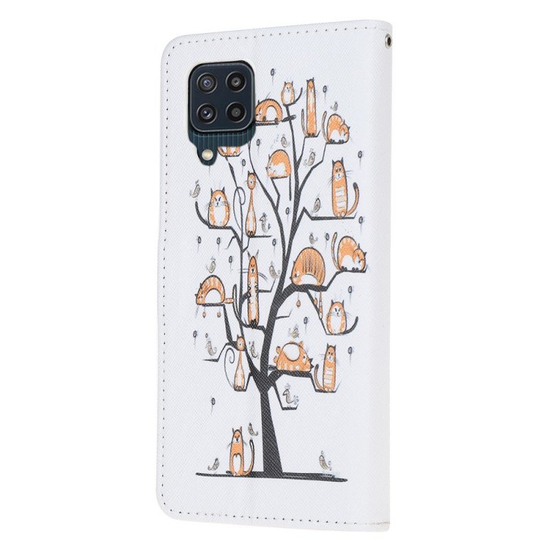 Fodral Samsung Galaxy M32 Med Kedjar Funky Cats Med Rem