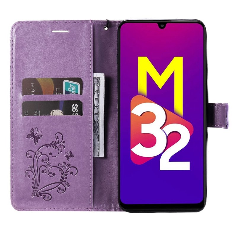 Fodral Samsung Galaxy M32 Med Kedjar Jättebandfjärilar