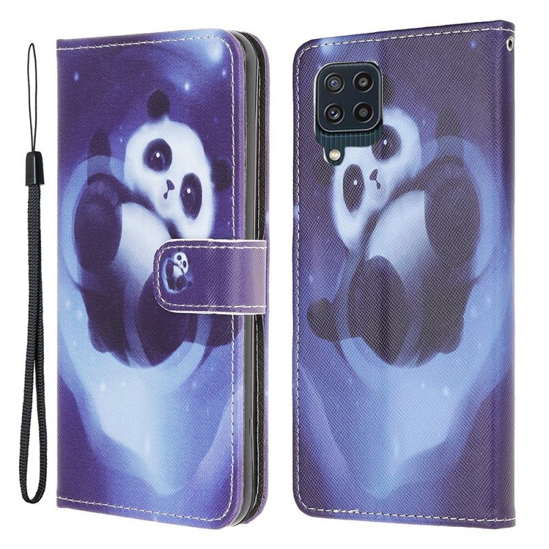 Fodral Samsung Galaxy M32 Med Kedjar Panda Space Med Lanyard