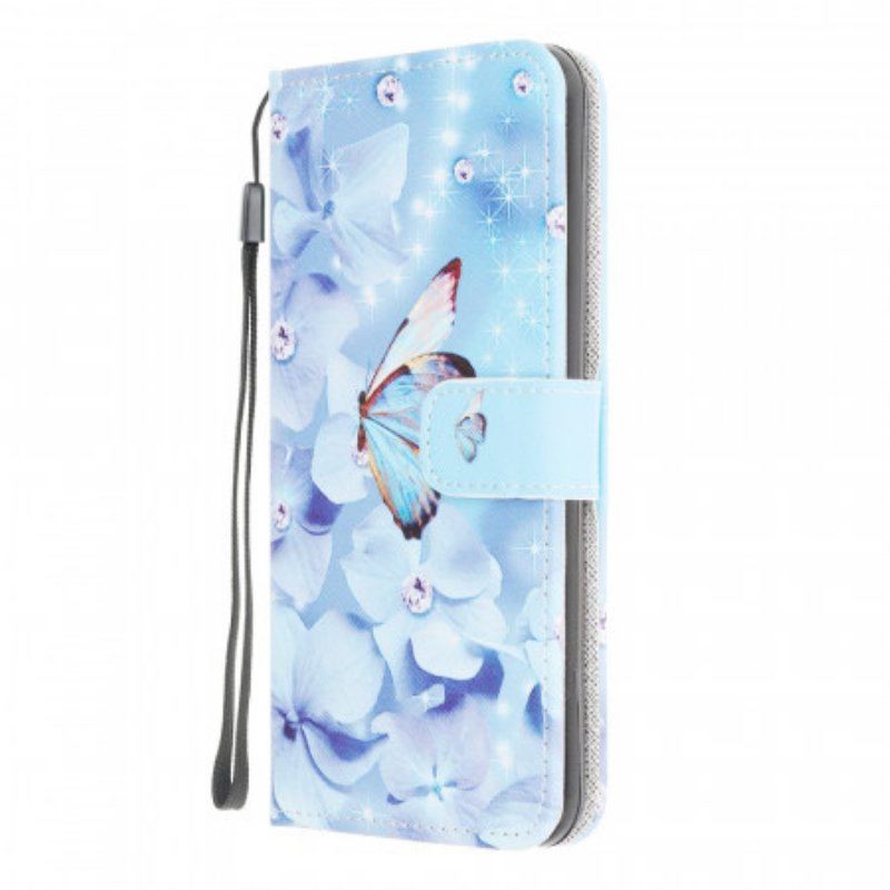 Fodral Samsung Galaxy M32 Med Kedjar Strappy Diamond Butterflies