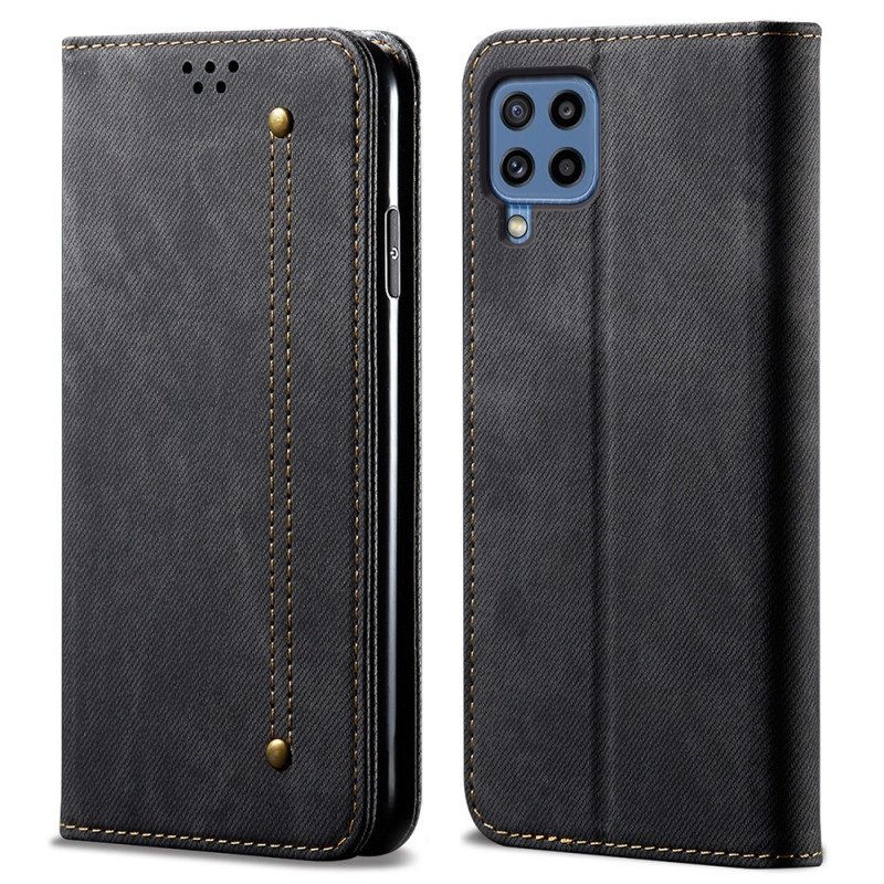 Folio-fodral Samsung Galaxy M32 Läderfodral Denim Tyg