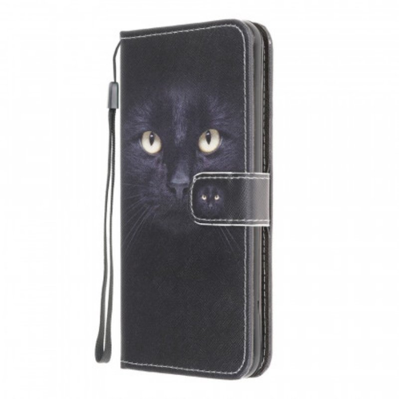 Folio-fodral Samsung Galaxy M32 Med Kedjar Strappy Black Cat Eyes