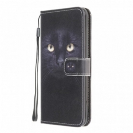 Folio-fodral Samsung Galaxy M32 Med Kedjar Strappy Black Cat Eyes