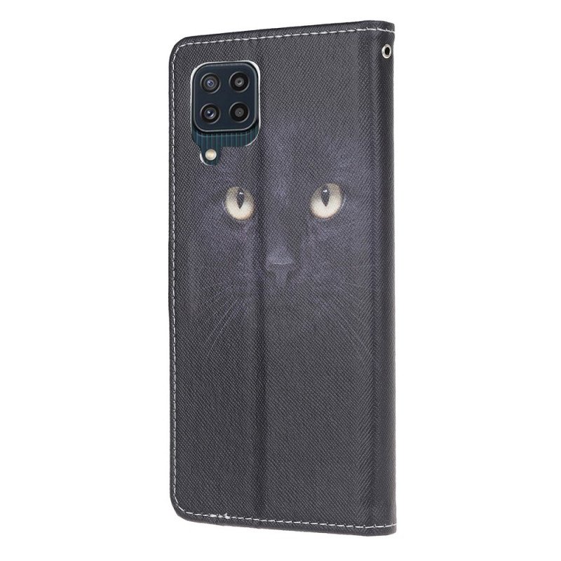 Folio-fodral Samsung Galaxy M32 Med Kedjar Strappy Black Cat Eyes