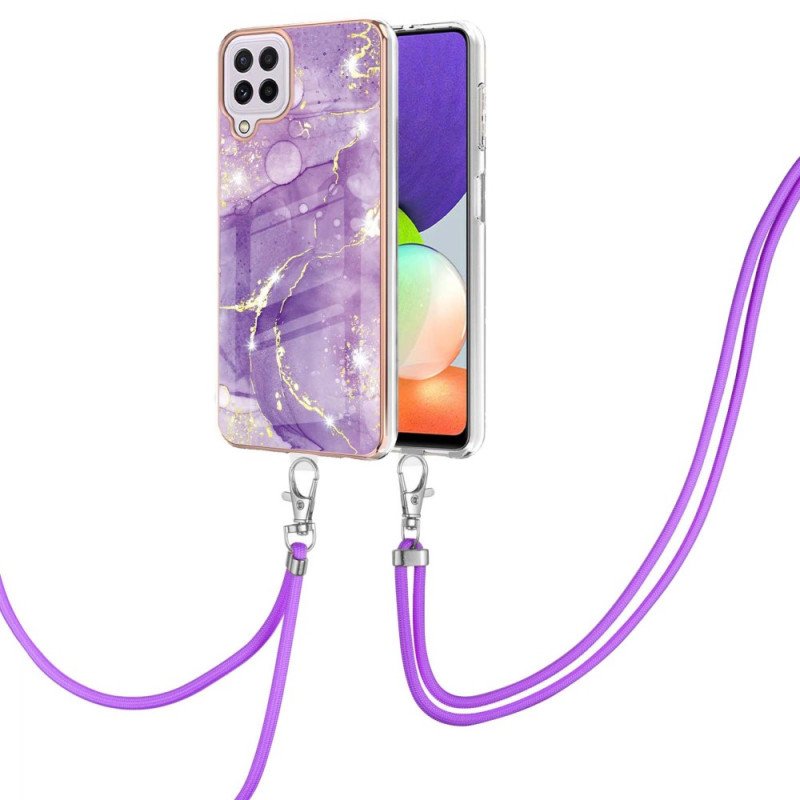 Skal Samsung Galaxy M32 Med Snodd Cord Marble Design