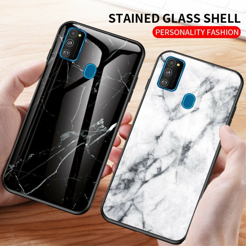 Skal Samsung Galaxy M21 Premium Färg Härdat Glas