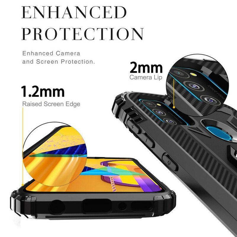 Skal Samsung Galaxy M21 Ring Och Kolfiber