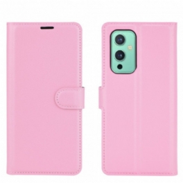 Fodral OnePlus 9 Klassisk Litchi-läderstil