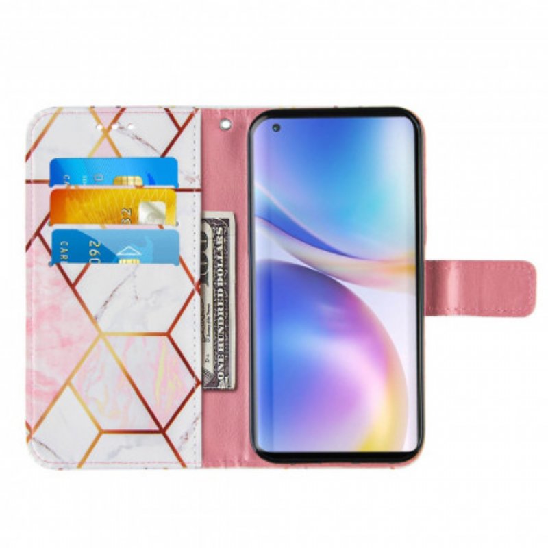 Fodral OnePlus 9 Med Kedjar Randig Geometrisk Marmor