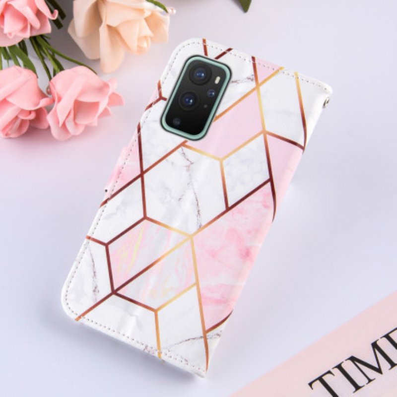 Fodral OnePlus 9 Med Kedjar Randig Geometrisk Marmor