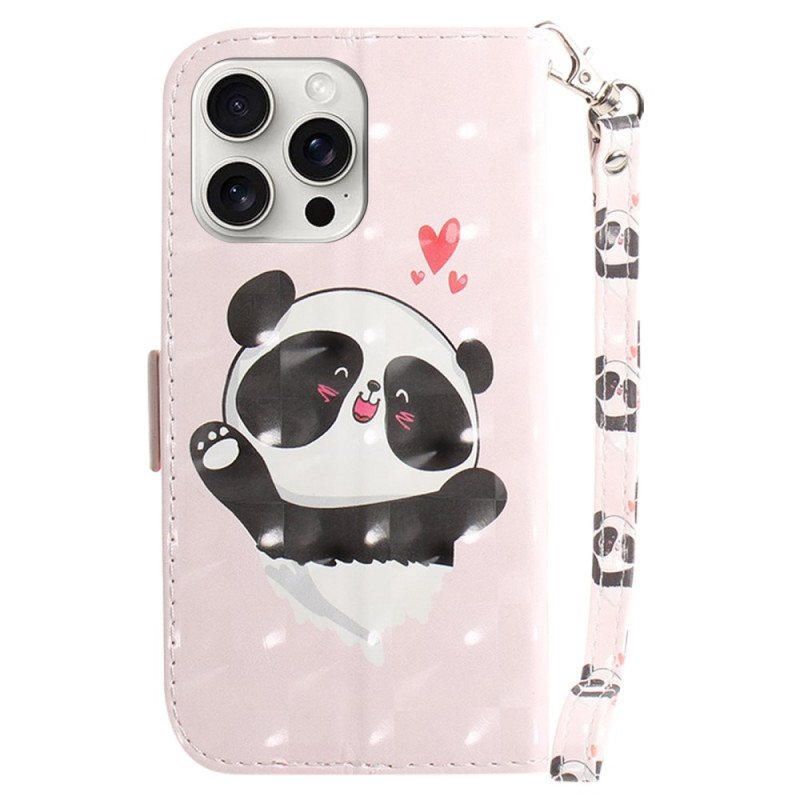 Fodral iPhone 16 Pro Panda Love Med Rem