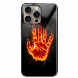 Skal iPhone 16 Pro Hand On Fire Härdat Glas