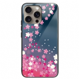 Skal iPhone 16 Pro Rosa Blommor I Härdat Glas