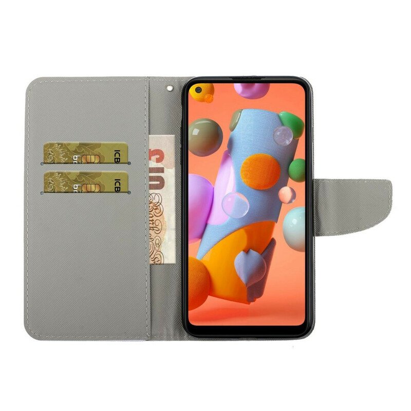 Folio-fodral Samsung Galaxy M11 Mästerliga Blommor Med Rem