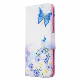 Folio-fodral Samsung Galaxy M11 Målade Fjärilar Och Blommor