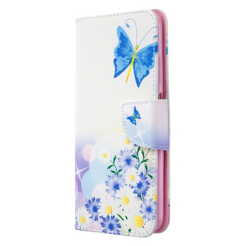 Fodral Huawei P40 Lite Målade Fjärilar Och Blommor