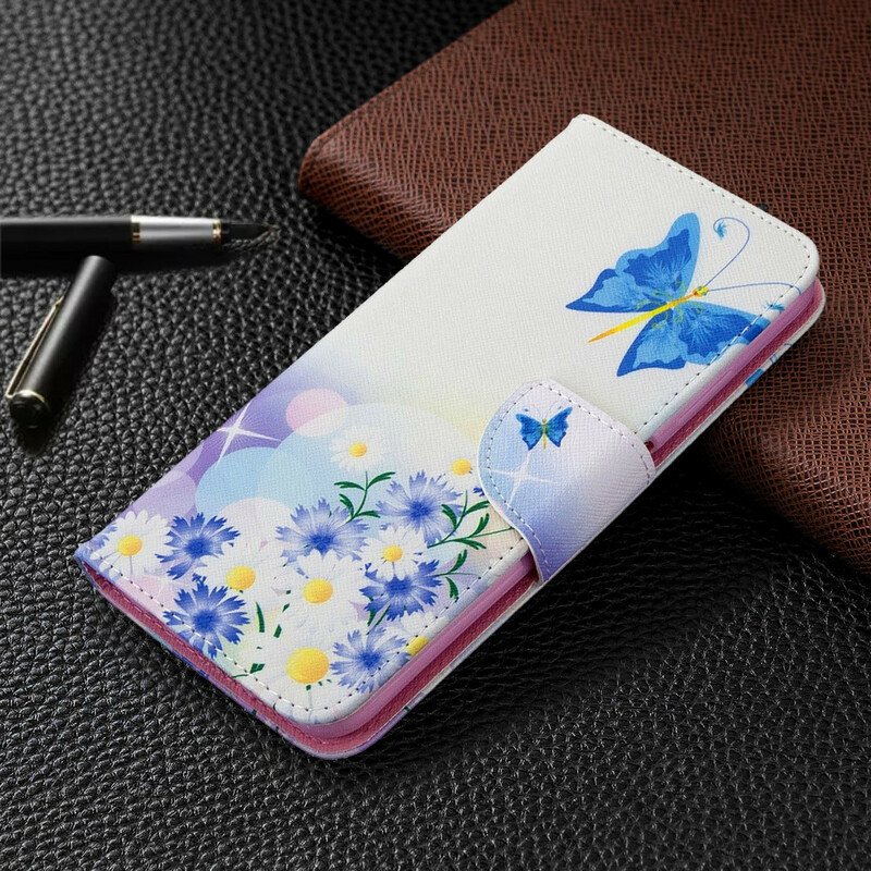 Fodral Huawei P40 Lite Målade Fjärilar Och Blommor