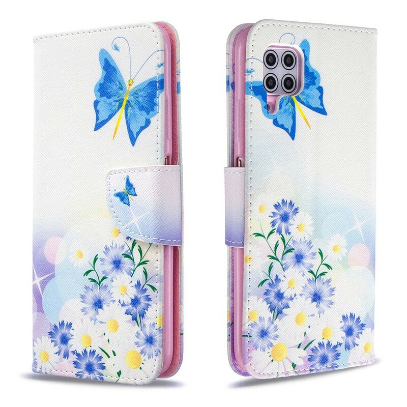 Fodral Huawei P40 Lite Målade Fjärilar Och Blommor