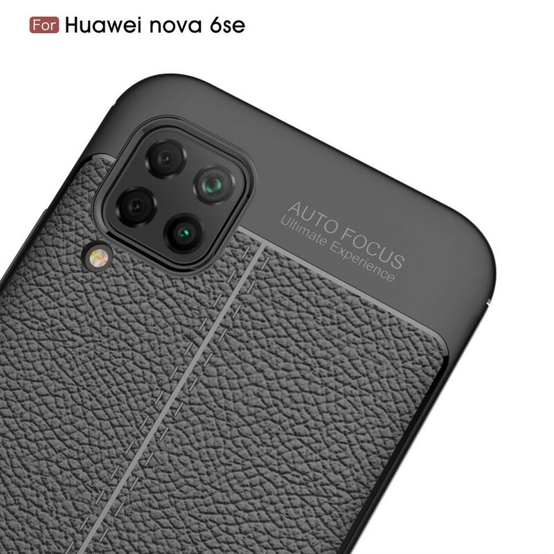 Skal Huawei P40 Lite Dubbel Linje Litchi Läder Effekt