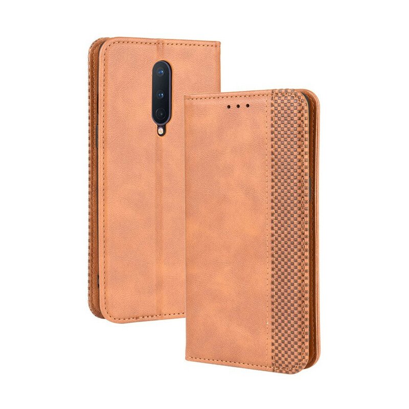 Folio-fodral OnePlus 8 Läderfodral Stiliserad Vintage Lädereffekt