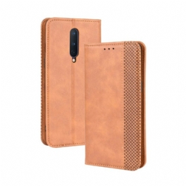 Folio-fodral OnePlus 8 Läderfodral Stiliserad Vintage Lädereffekt