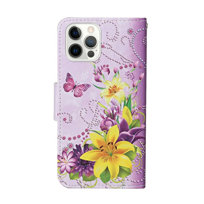 Fodral iPhone 13 Pro Mästerliga Blommor Med Rem