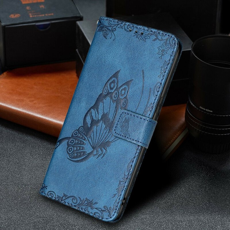 Folio-fodral iPhone 13 Pro Med Kedjar Barock Strappy Butterfly